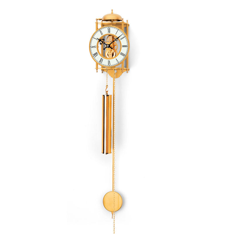 AMS Grenoble H303 Wanduhr Gold • 7-Tage-Kettenzugwerk • Stundenschlag auf Glocke