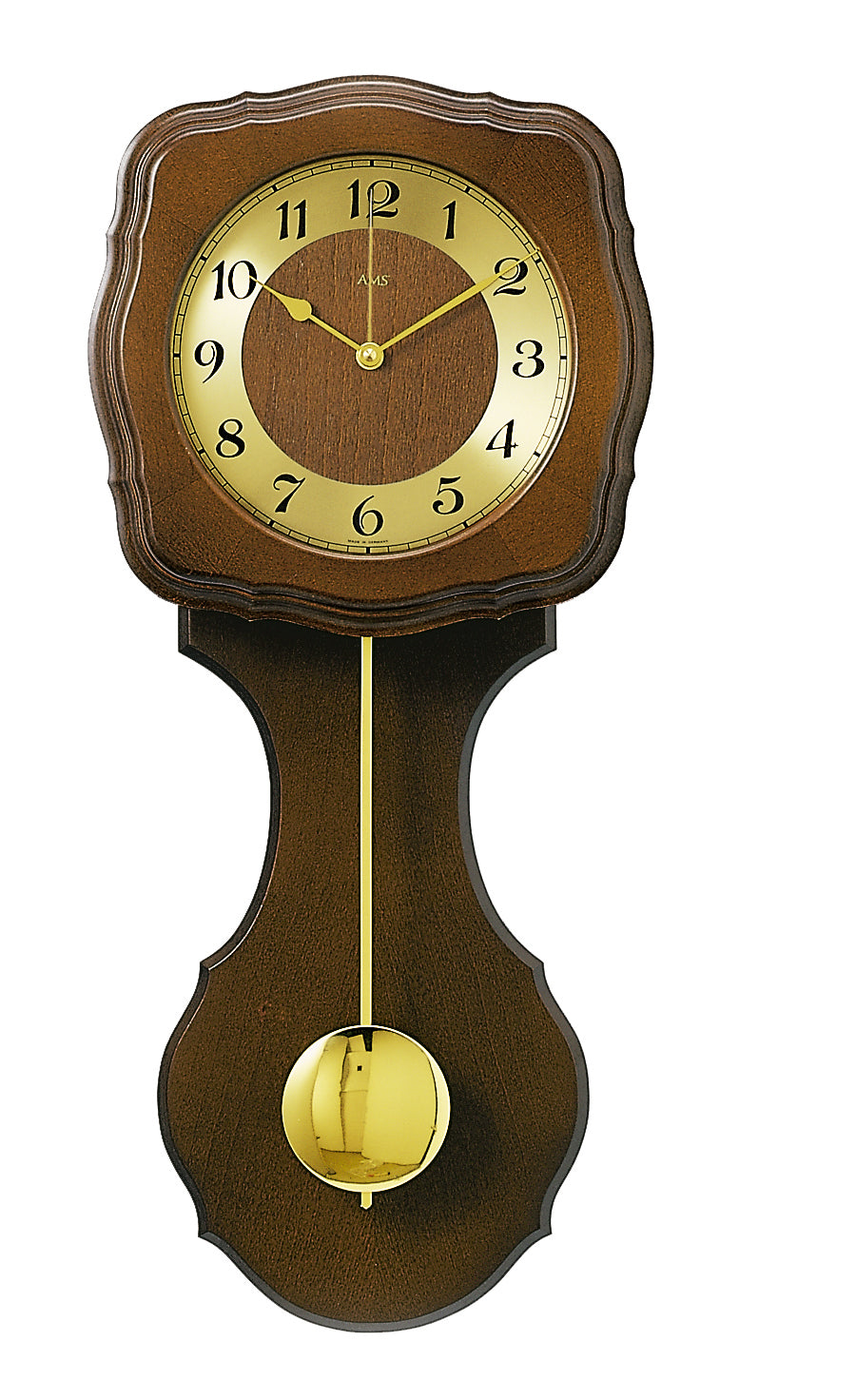 AMS Pfronten F5162/1 Wanduhr Nussbaum • Westminster- und Bim-Bam-Schlag • Funk-Pendelwerk