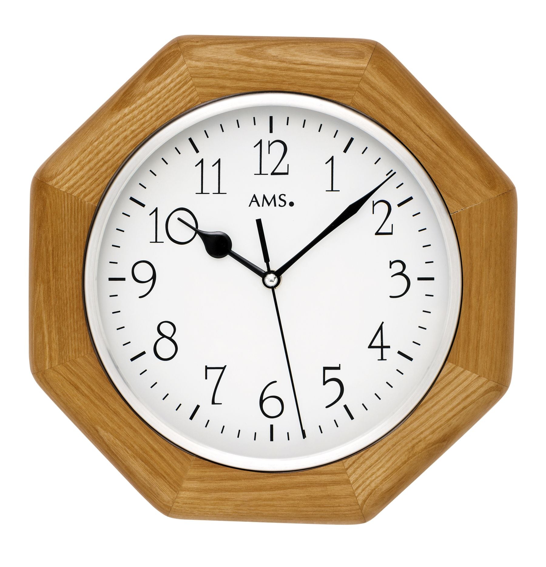 AMS Vaduz F5512 Wanduhr Eiche • Funkwerk • Mineralglasabdeckung