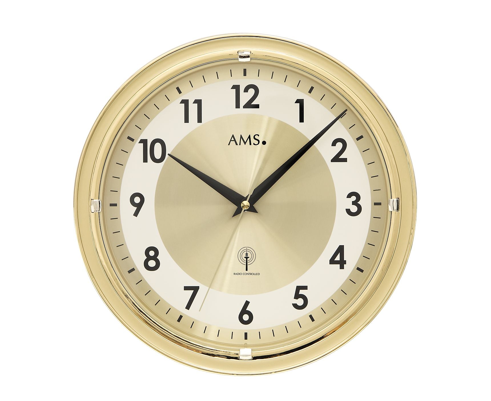 AMS Civetta F5946 Wanduhr Messing • Funkwerk • Arabische Ziffern