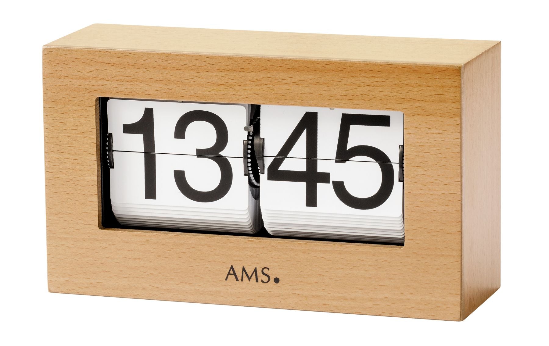 AMS 1175/18 Tischuhr Buche • Massivholz-Gehäuse • 24-Stunden-Anzeige