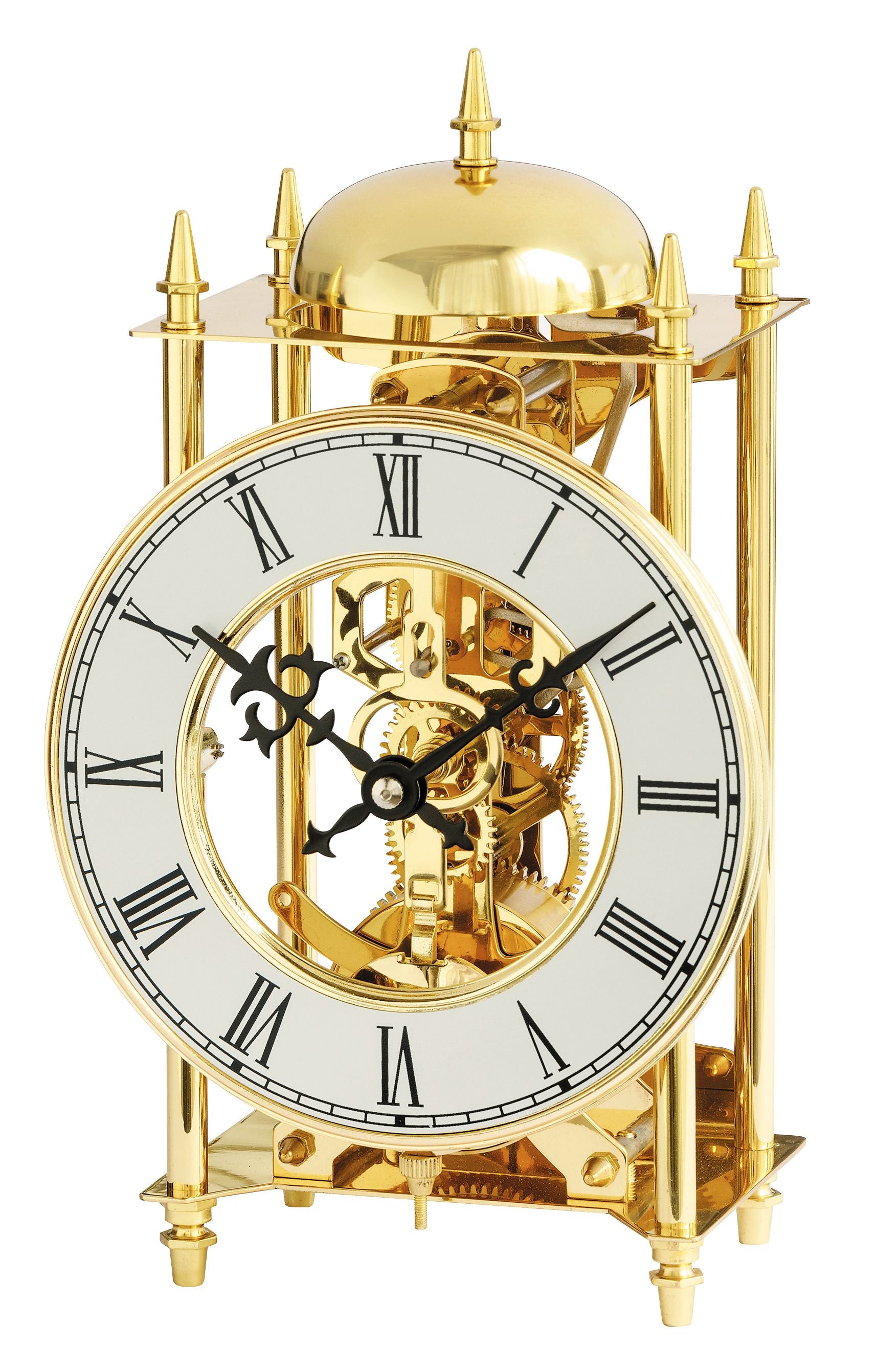 AMS Skelett-Tischuhr 1183 Tischuhr Gold • 14-Tage-Schlagwerk • Offenliegendes Uhrwerk