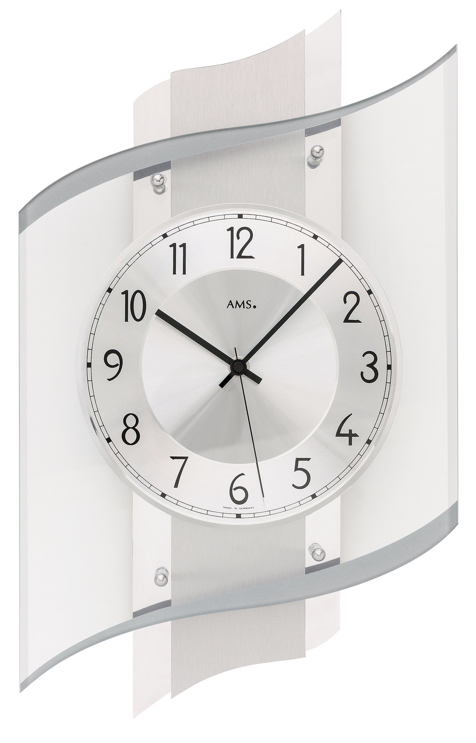 AMS Heidelberg F5516 Wanduhr Holzdekor Hell • Funkuhrwerk • Made in Germany