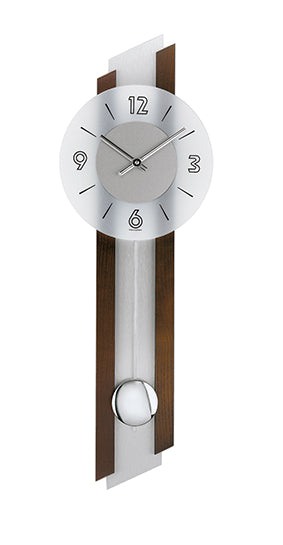 AMS 7207/1 Wanduhr Nussbaum • Quarzpendelwerk • Massivholz Made in Germany