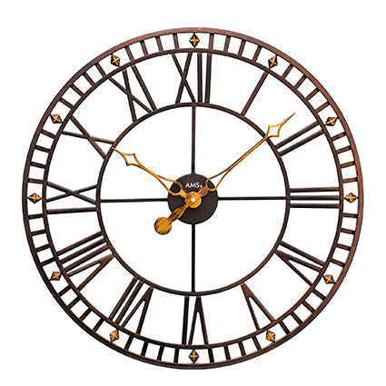 AMS 9537 Wanduhr Kupfer • Quarzwerk • Metallgehäuse