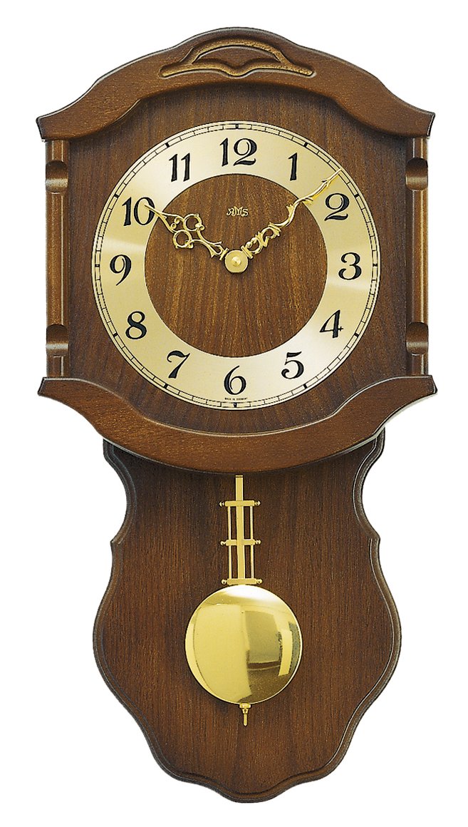 AMS Kempten W964/1 Wanduhr Nussbaum • Geräuscharmes Quarzwerk • Made in Germany