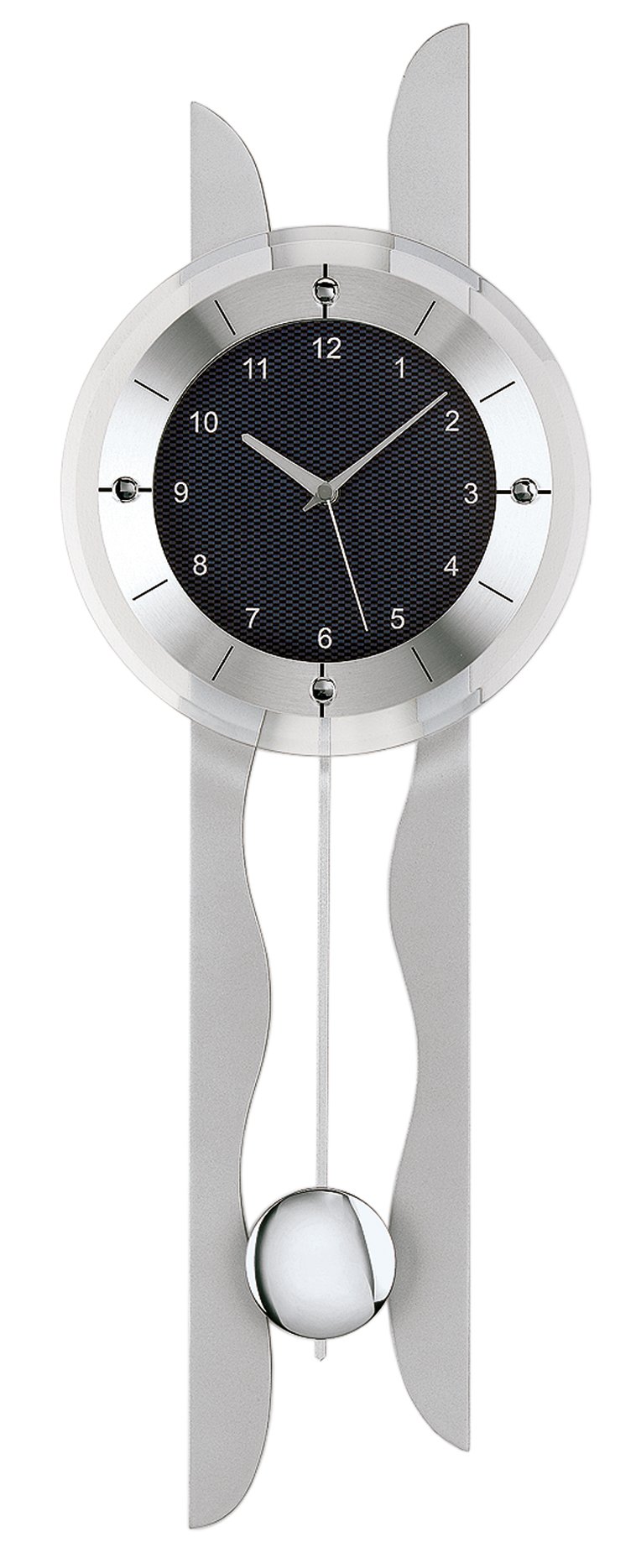 AMS 5243 Wanduhr Silber • Funkpendelwerk • Aluminium und Mineralglas
