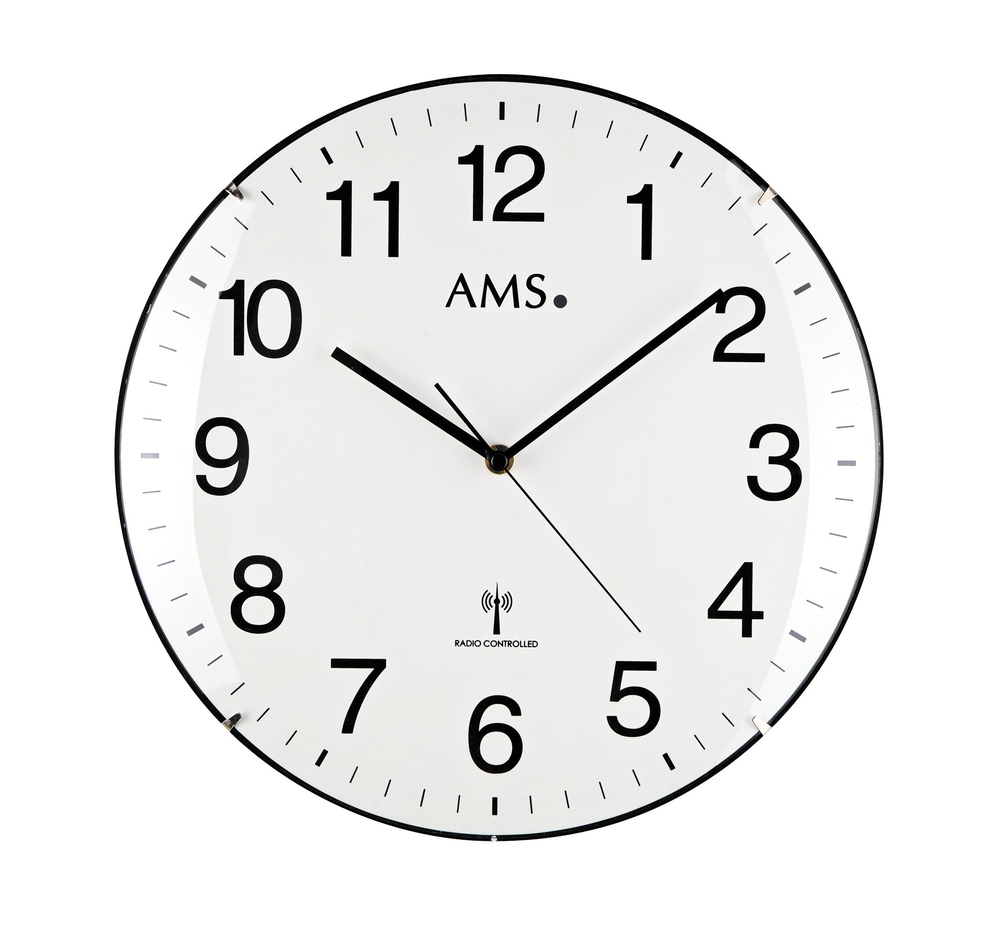 AMS Funk-Wanduhr F5960 Wanduhr Weiß • Funk-Automatikstellung • Gewölbtes Kunststoffgehäuse