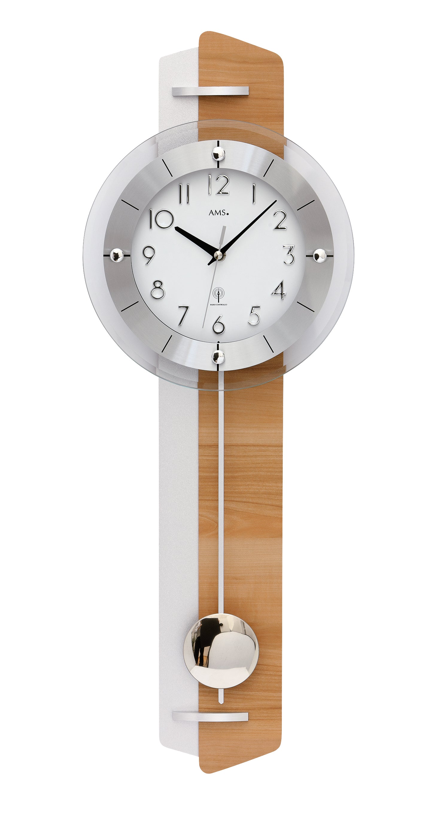 AMS 5271 Wanduhr Kernbuche • Funk-Pendelwerk • Made in Germany