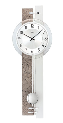 AMS Pendelwanduhr W7440 Wanduhr Grau/Silber • Quarz-Pendelwerk • Made in Germany