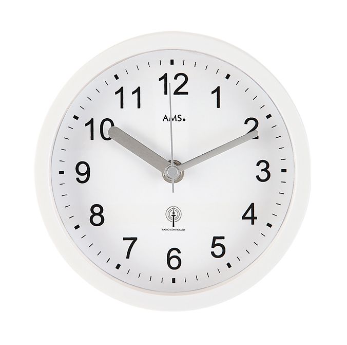 AMS F5927 Wanduhr Weiß • Funk-Baduhr • Wasserdicht