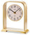 Reloj de mesa Atlanta de metal con esfera redonda y marco dorado, pantalla de radio