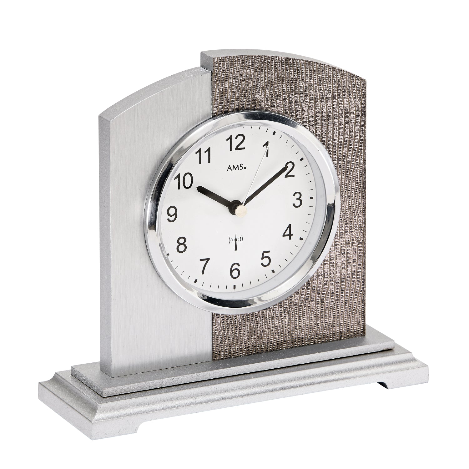 AMS F5144 Tischuhr Design-Kunstleder mit Alu • Funkwerk • Mineralglas