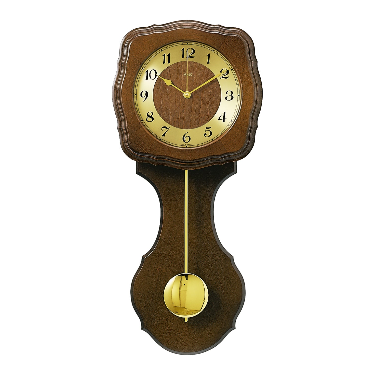 AMS F5162/1Q Wanduhr Nussbaum • Westminster/BimBam Schlagwerk • Quarz-Pendelwerk
