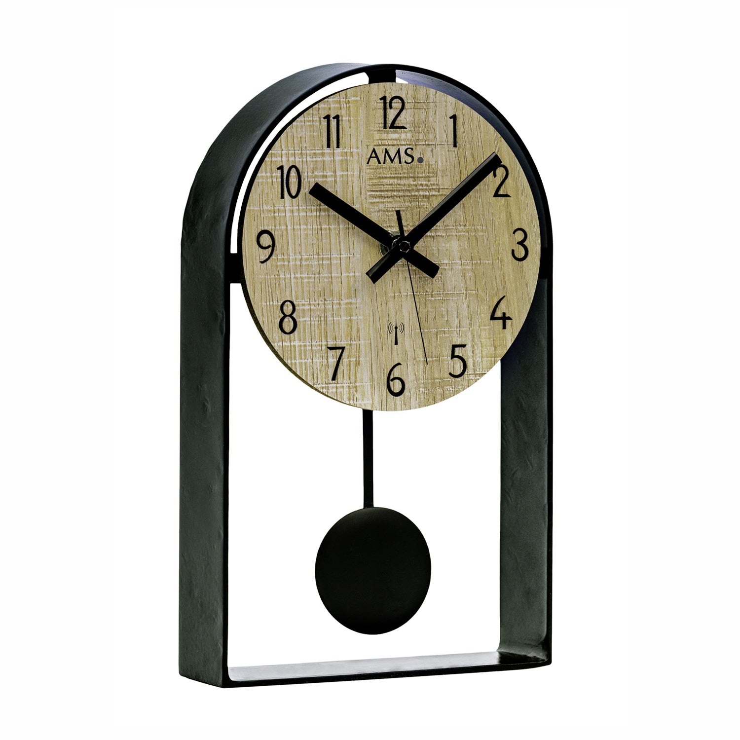 AMS Funkpendel-Tischuhr F5189 Tischuhr Sonoma • Funk-Pendelwerk • Metallgehäuse lackiert