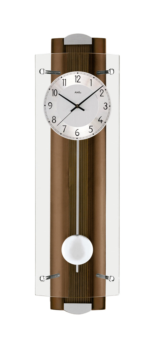 AMS F5259/1Q Wanduhr Nussbaum • Quarz-Pendelwerk • Mineralglas
