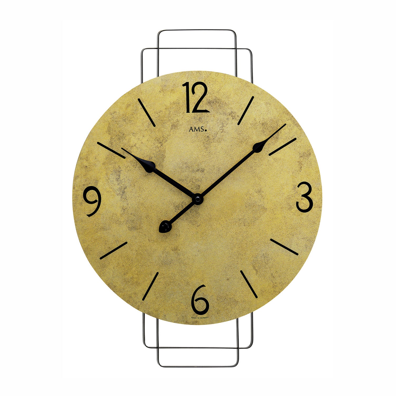 AMS Quarz-Wanduhr W9689 Wanduhr Messingantik • Metall-Design • Quarzwerk