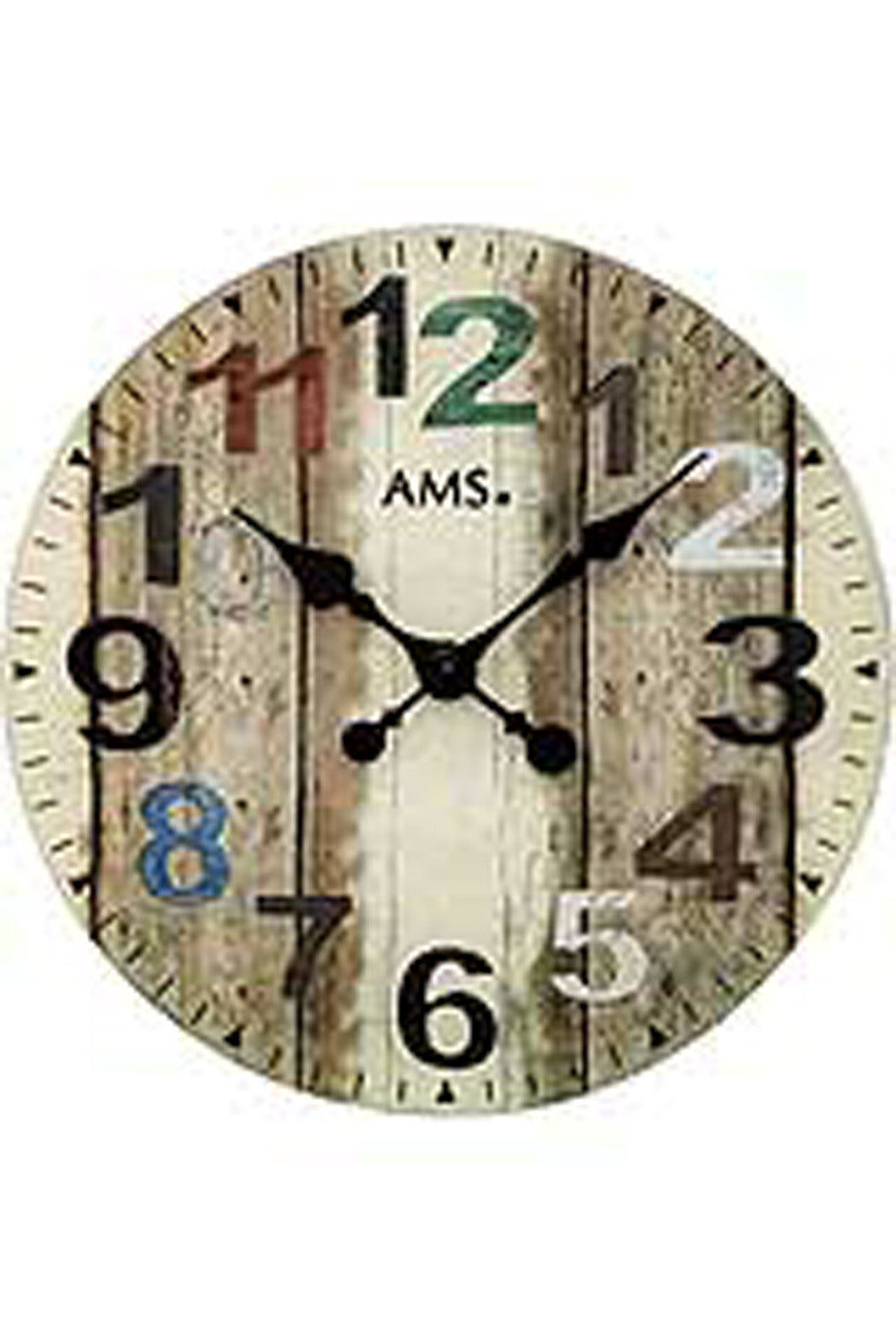 AMS W9650 Wanduhr Bedruckt Bräunlich • Quarzwerk • Mineralglas