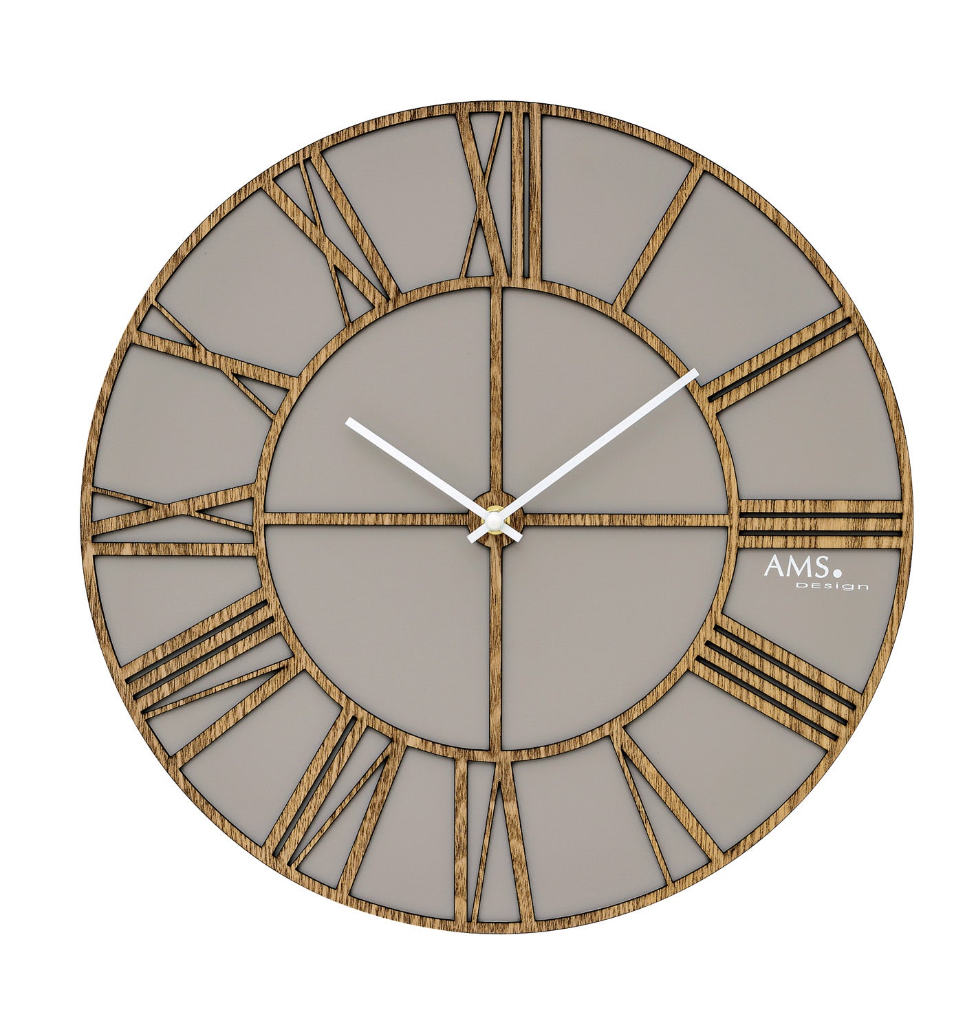 AMS W9635 Wanduhr Holz • Lasergeschnittenes Design • Quarzwerk