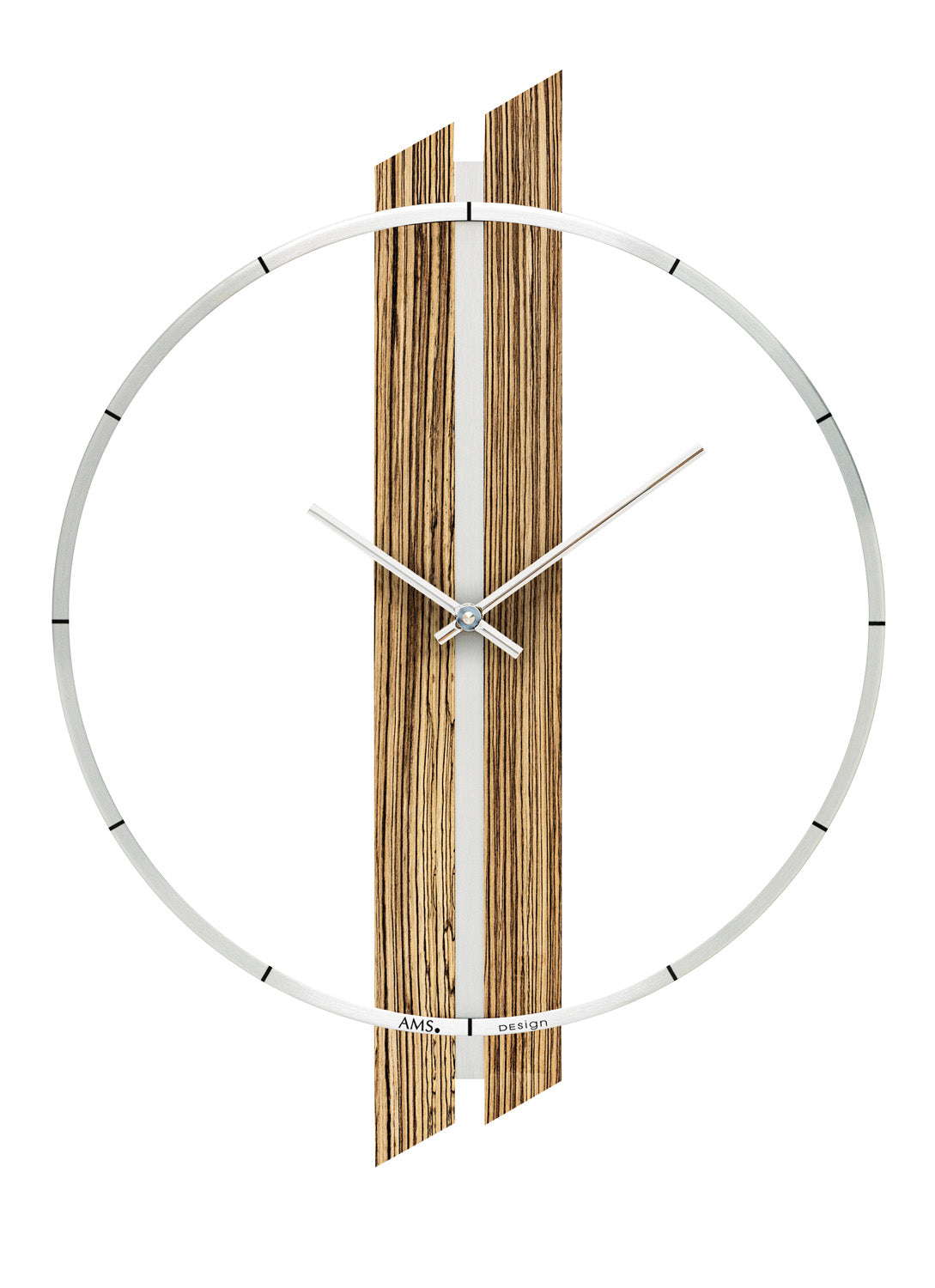 AMS W9606 Wanduhr Nussbaum • Quarzwerk • Aluminium-Frontreif