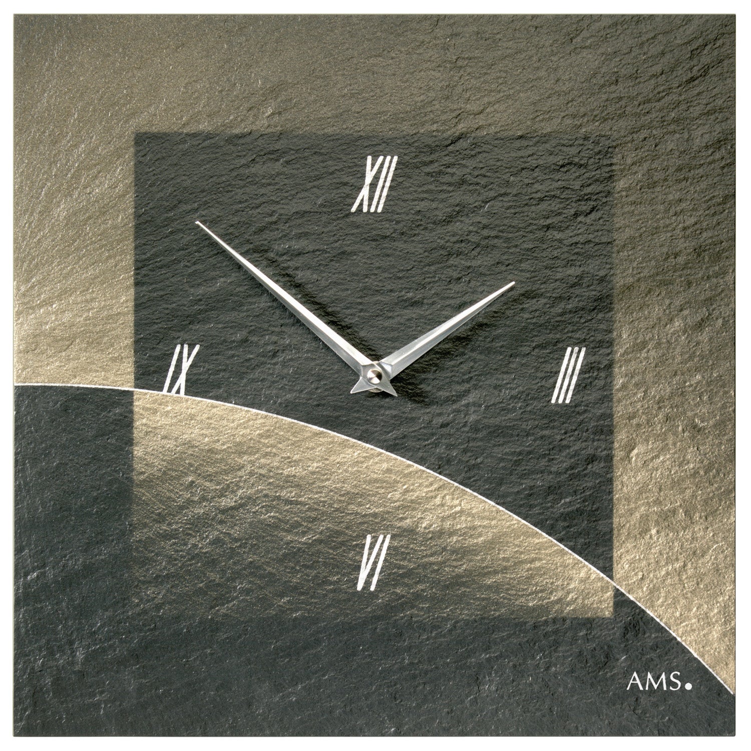 AMS W9519 Wanduhr Schiefer • Naturschiefer-Gehäuse • Airbrush-Design