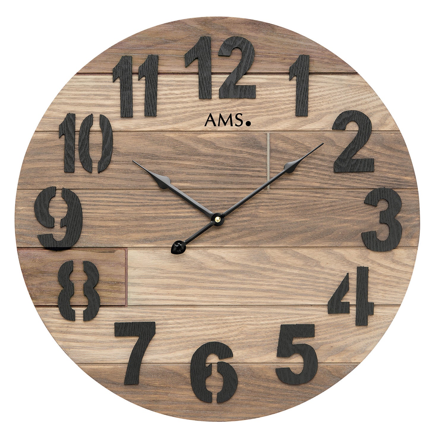 AMS W9569 Wanduhr • Holzgehäuse lackiert • Aufgelegte Zahlen