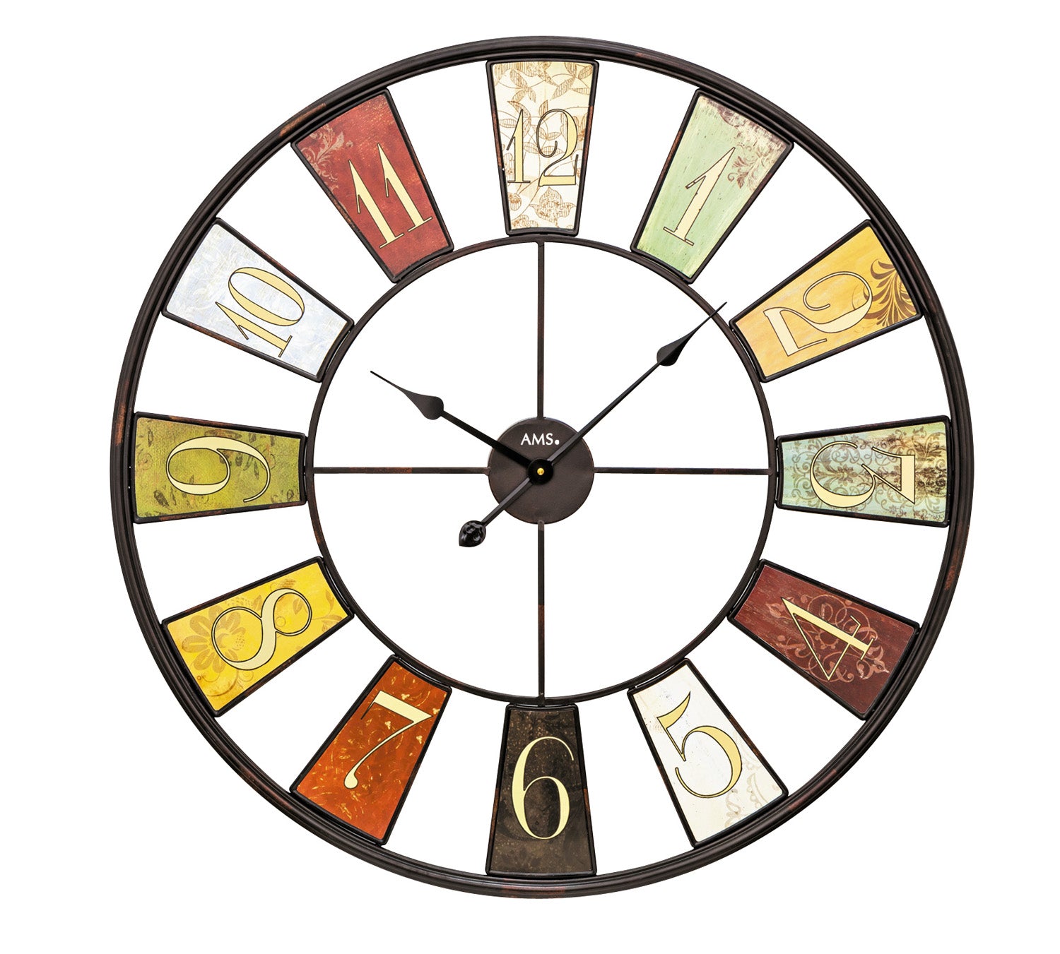 AMS W9488 Wanduhr Silber • Quarzwerk • Mineralglas