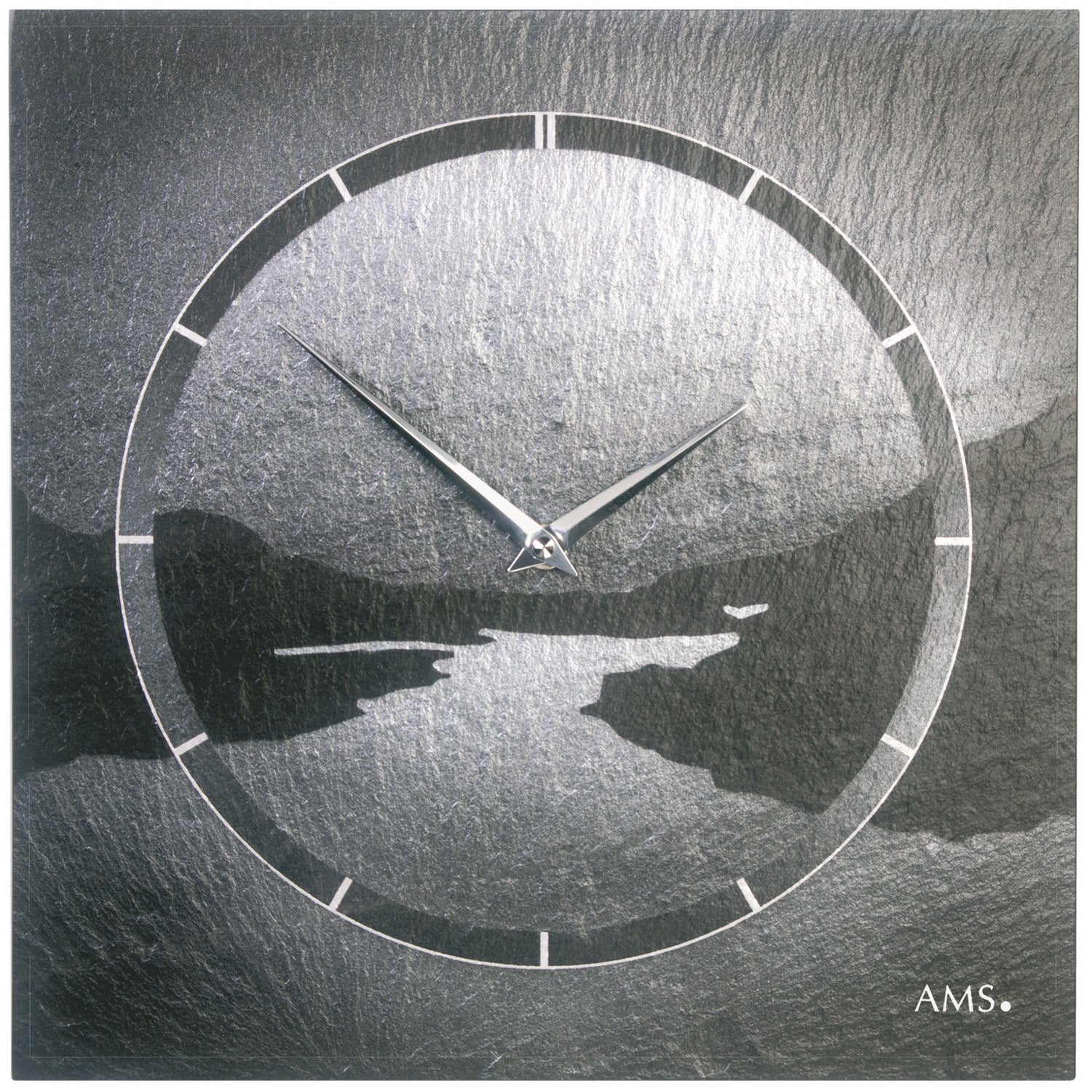 AMS W9512 Wanduhr Schiefer • Naturschiefer-Gehäuse • Airbrush-Design