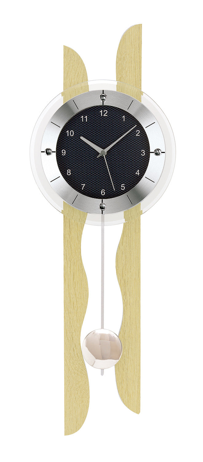 AMS F5238 Wanduhr Ahorn • Funk-Pendelwerk • Mineralglas
