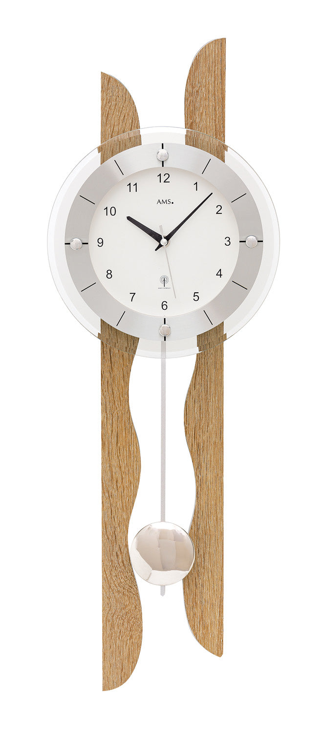 AMS F5239 Wanduhr Eiche • Funk-Pendelwerk • Arabische Ziffern