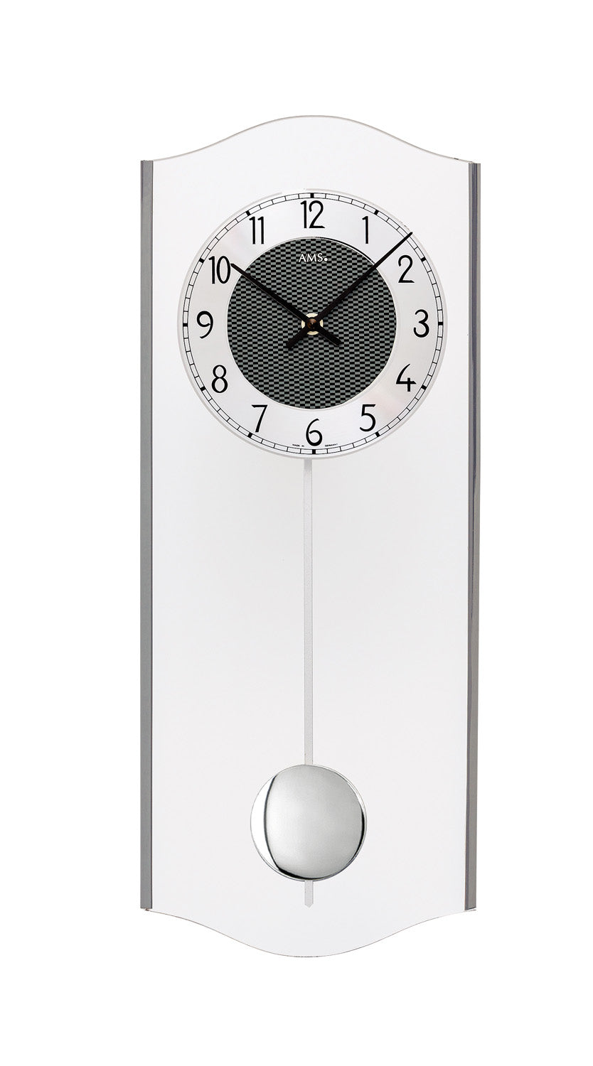 AMS W7480 Wanduhr Anthrazit • Quarz-Pendelwerk • Mineralglas