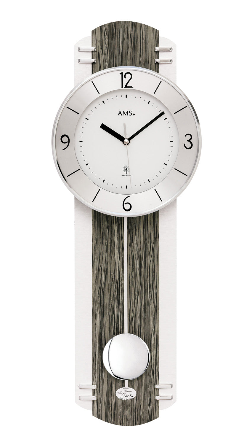 AMS F5294 Wanduhr Holz • Funk-Pendelwerk • Mineralglas