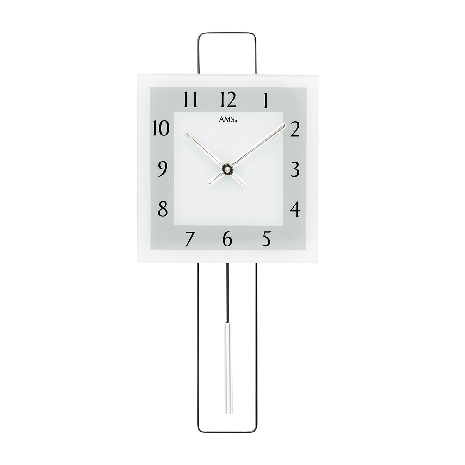 AMS W7504 Wanduhr Silber • Quarz-Pendelwerk • Metall-Design mit Mineralglas