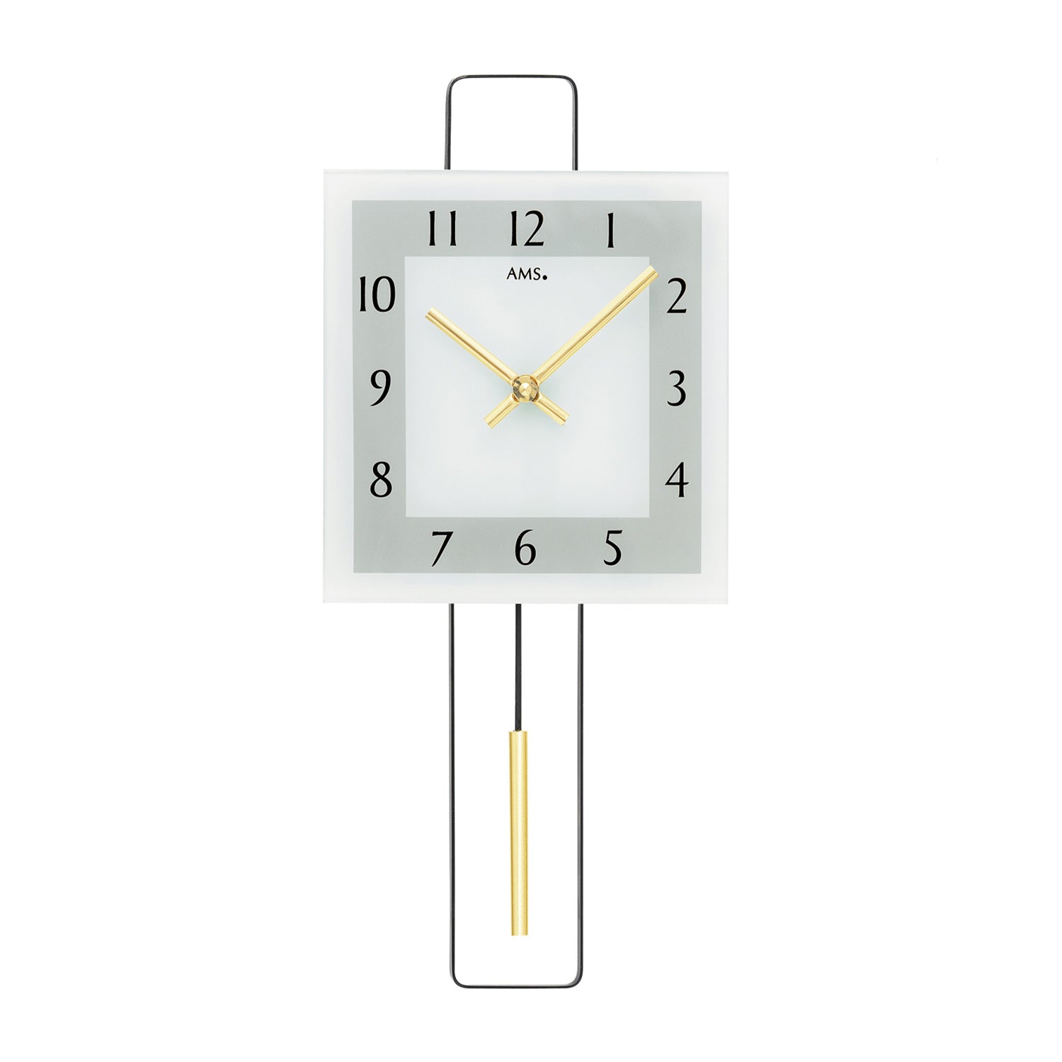AMS W7505 Wanduhr Gold • Quarz-Pendelwerk • Metall-Design