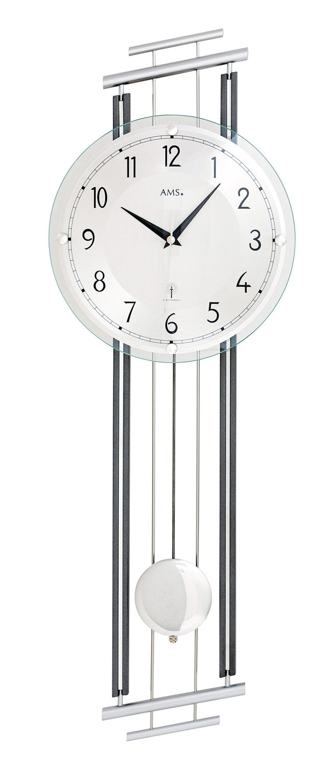 AMS F5314 Wanduhr Lackiert • Funk-Pendelwerk • Metall und Holz