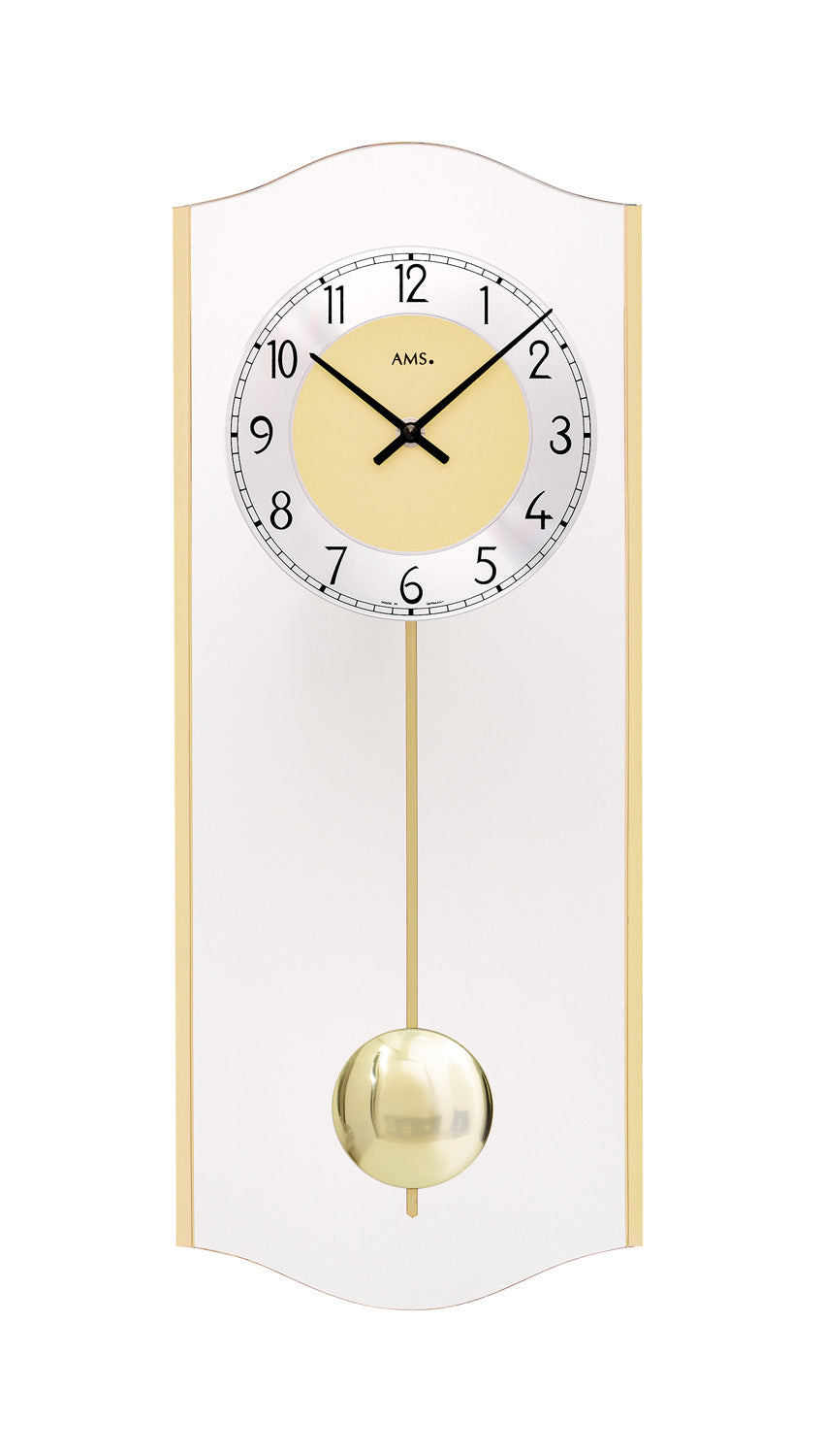 AMS W7479 Wanduhr Messing • Quarz-Pendelwerk • Mineralglas