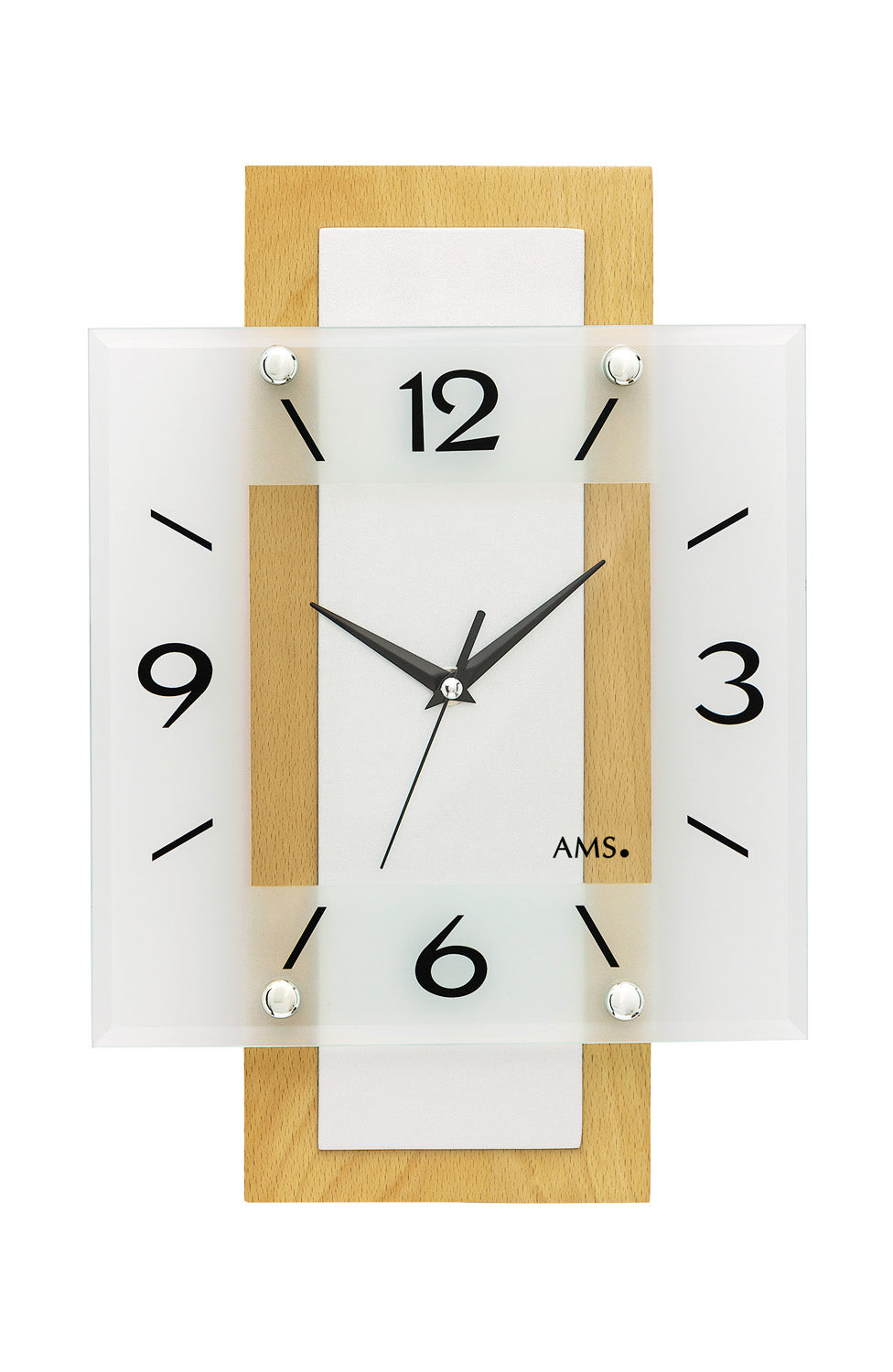 AMS F5507 Wanduhr Buche • Funkwerk • Facettiertes Mineralglas