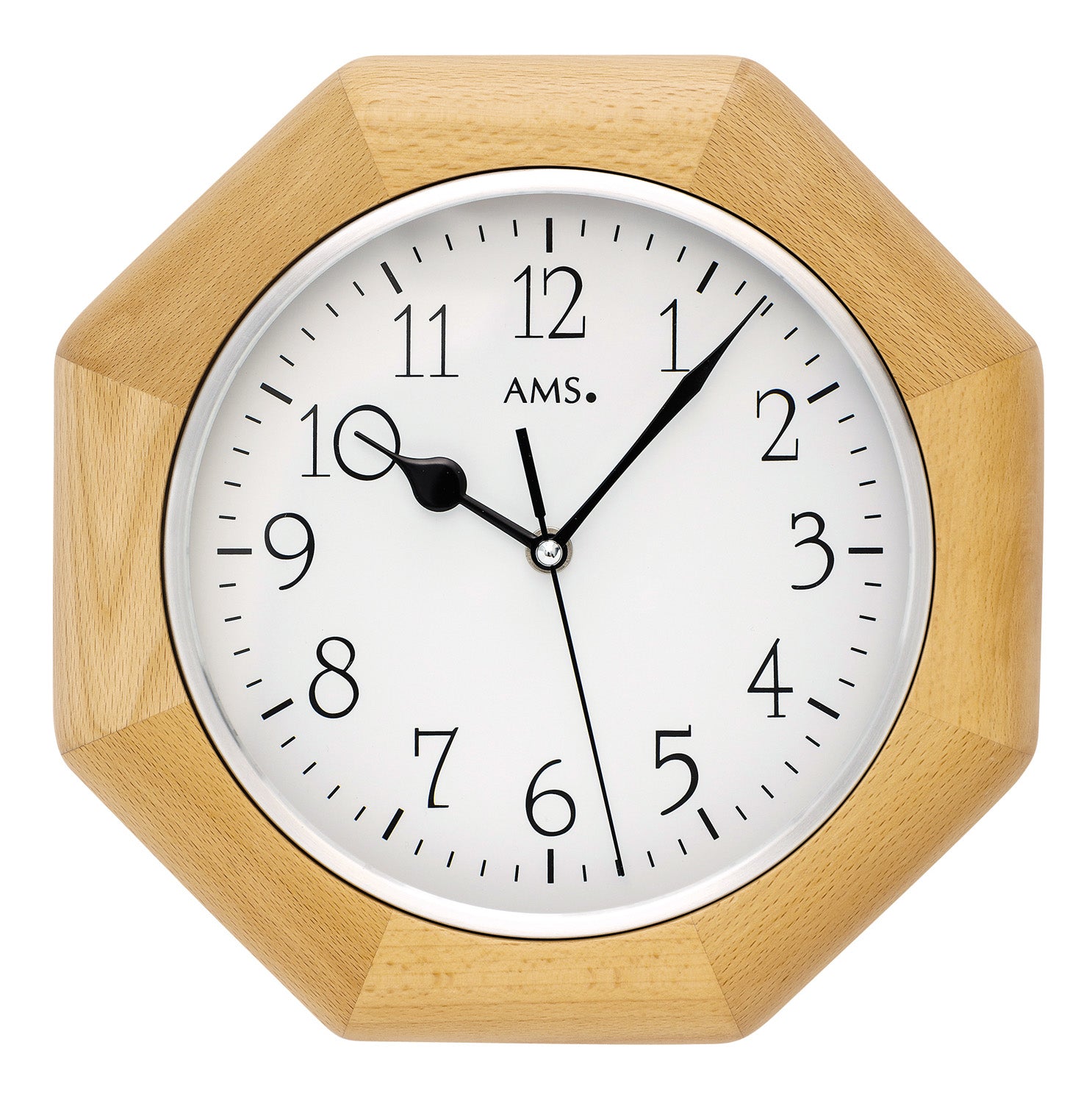 AMS F5512/18Q Wanduhr Buche • Massivholzgehäuse • Mineralglas