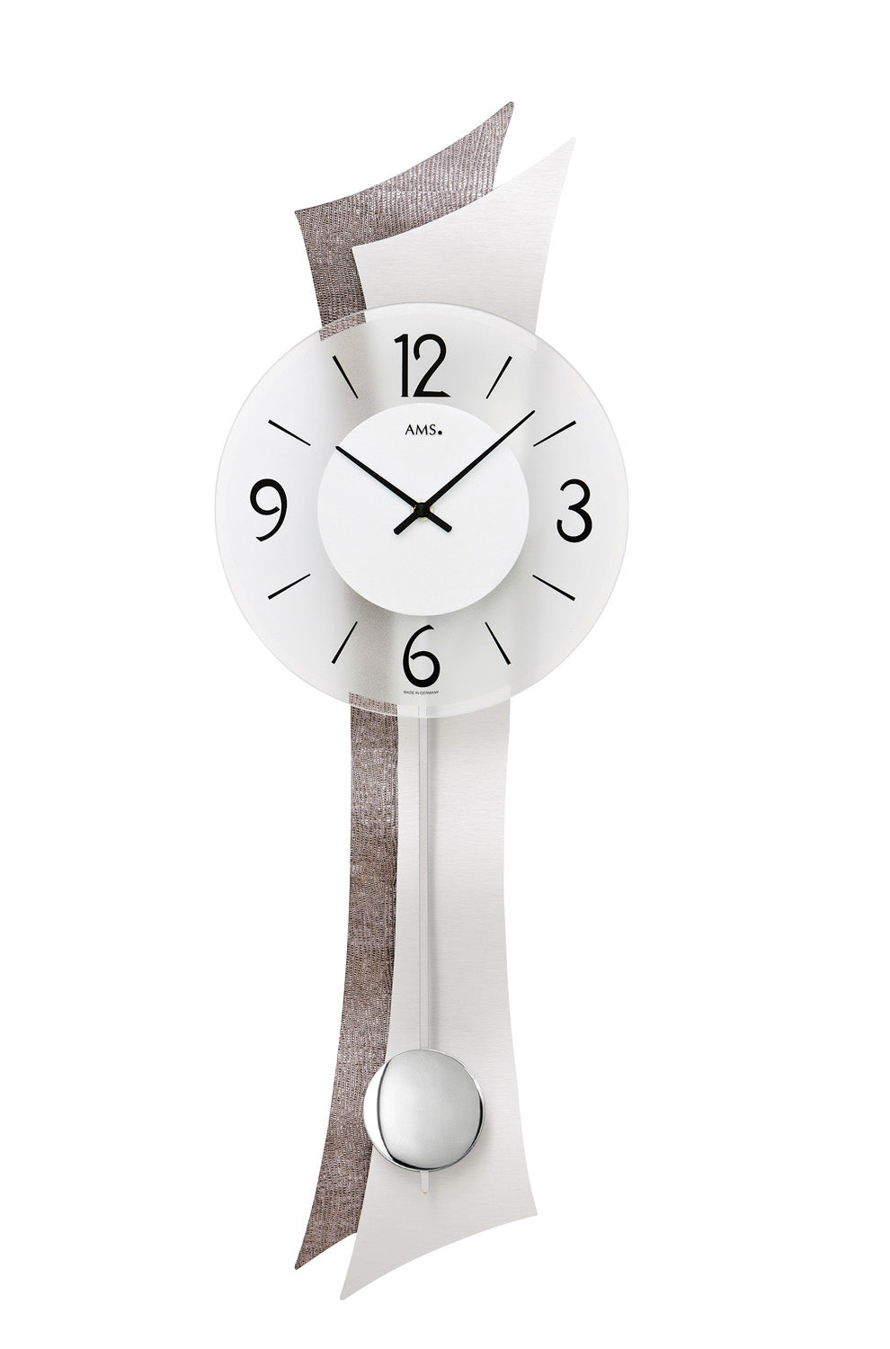 AMS W7426 Wanduhr Buche • Quarz-Pendelwerk • Geschwungenes Holzgehäuse