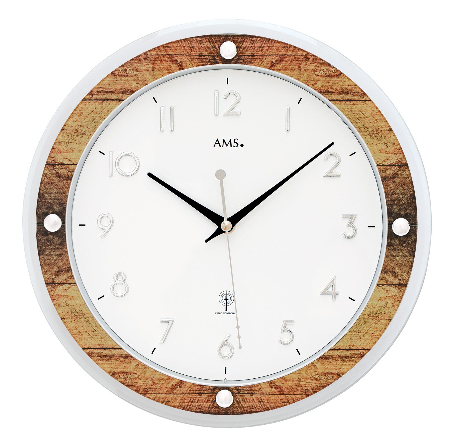 AMS F5565 Wanduhr Braun • Funkwerk • Aufgelegte Zahlen
