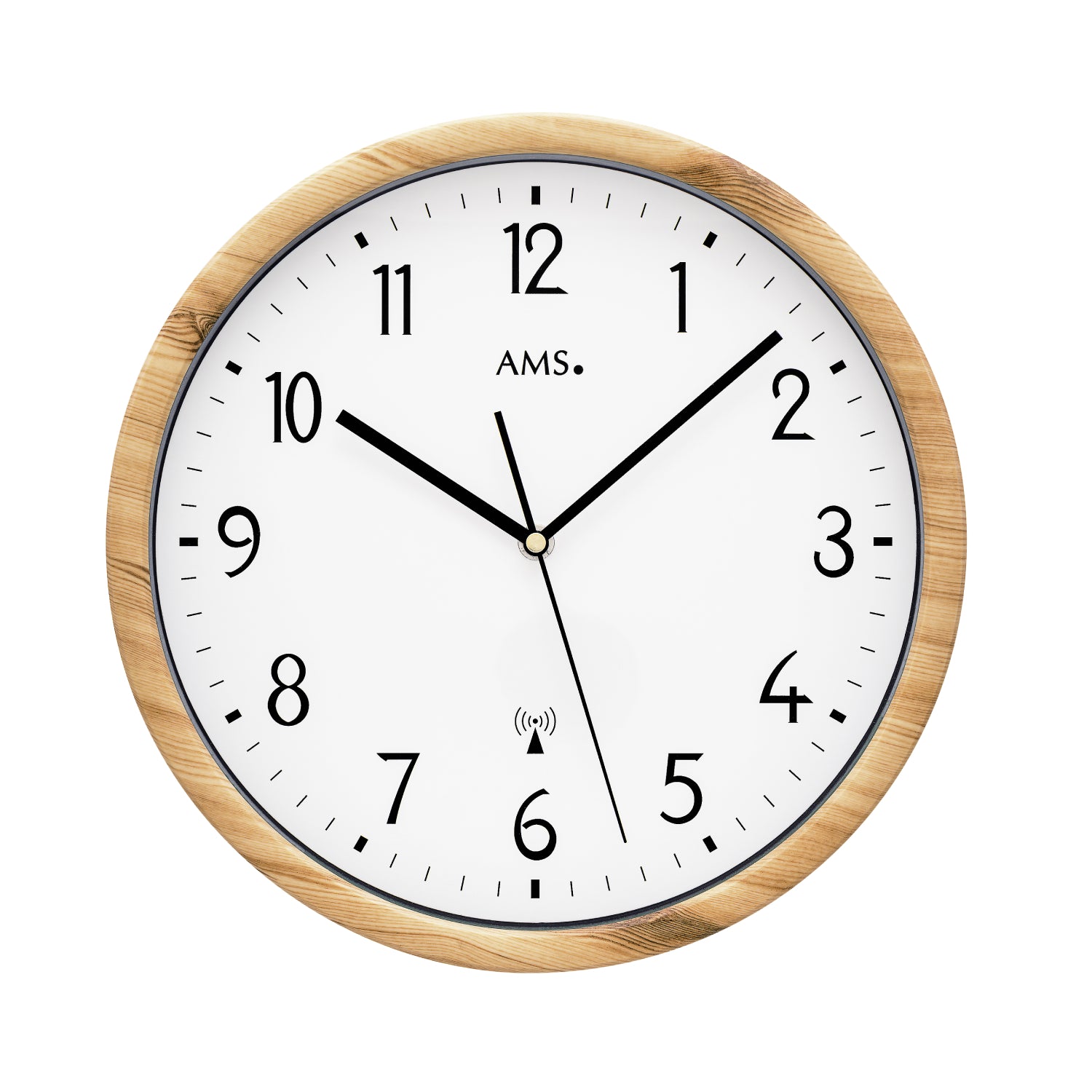 AMS F5576 Wanduhr Holzoptik • Funkwerk • Mineralglas