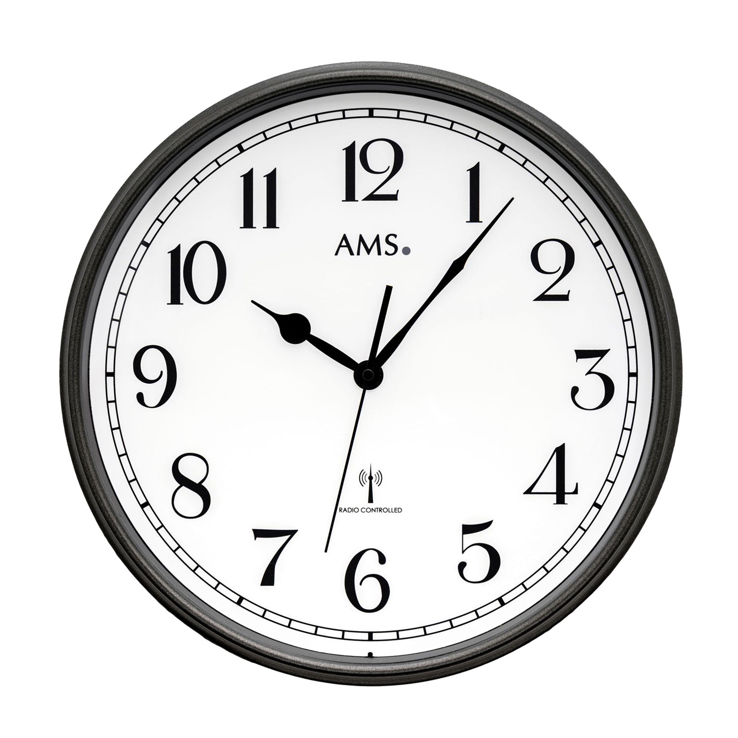 AMS Funk-Wanduhr F5611 Wanduhr Dunkel • Funkwerk • Mineralglas bedruckt