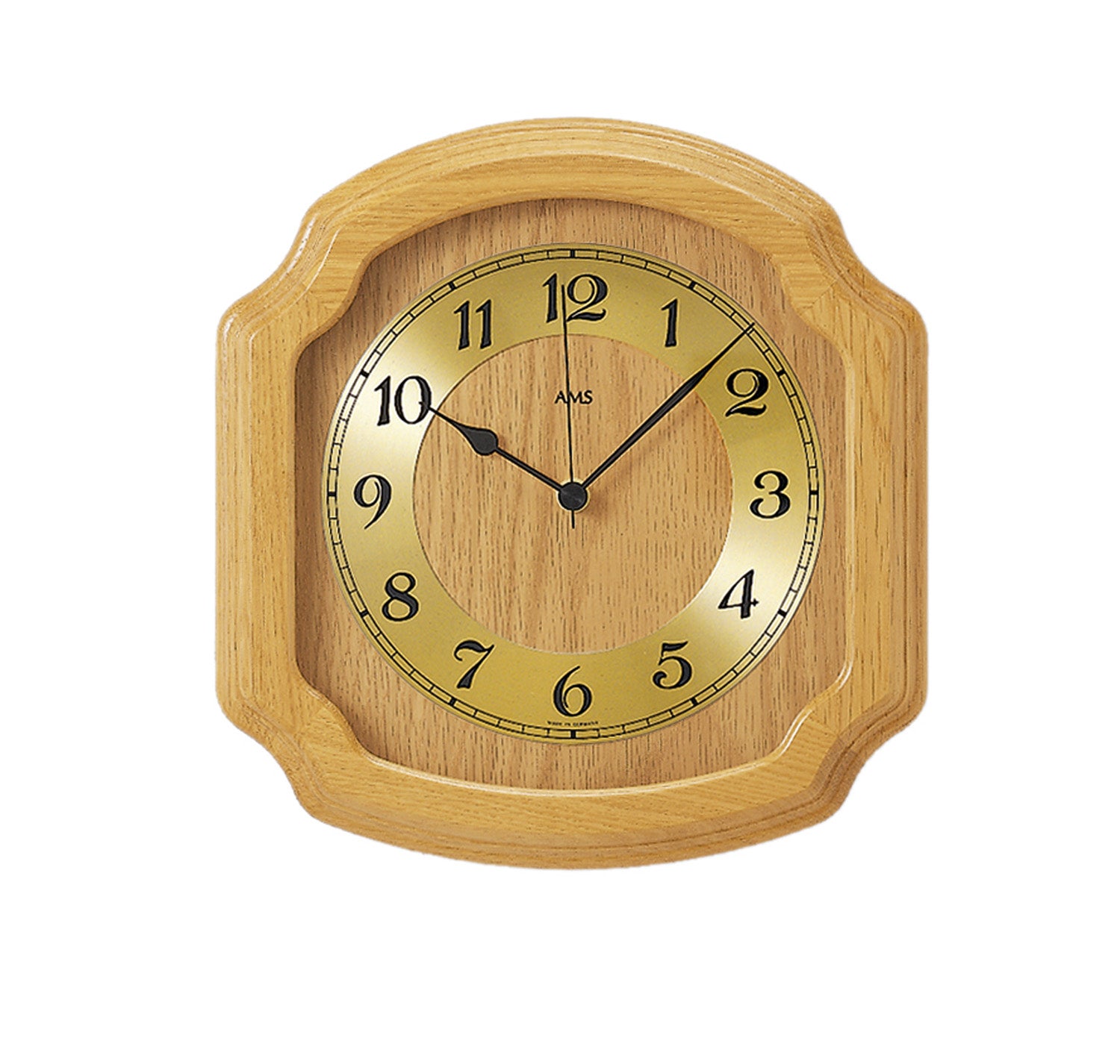 AMS F5801/5Q Wanduhr Eiche hell • Quarzwerk • Massivholz mit Mineralglas