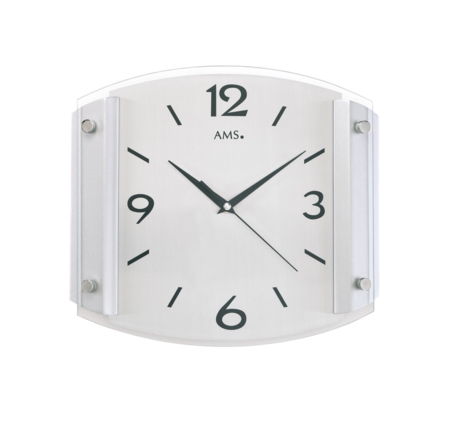 AMS F5938 Wanduhr Silber • Funkwerk • Mineralglas