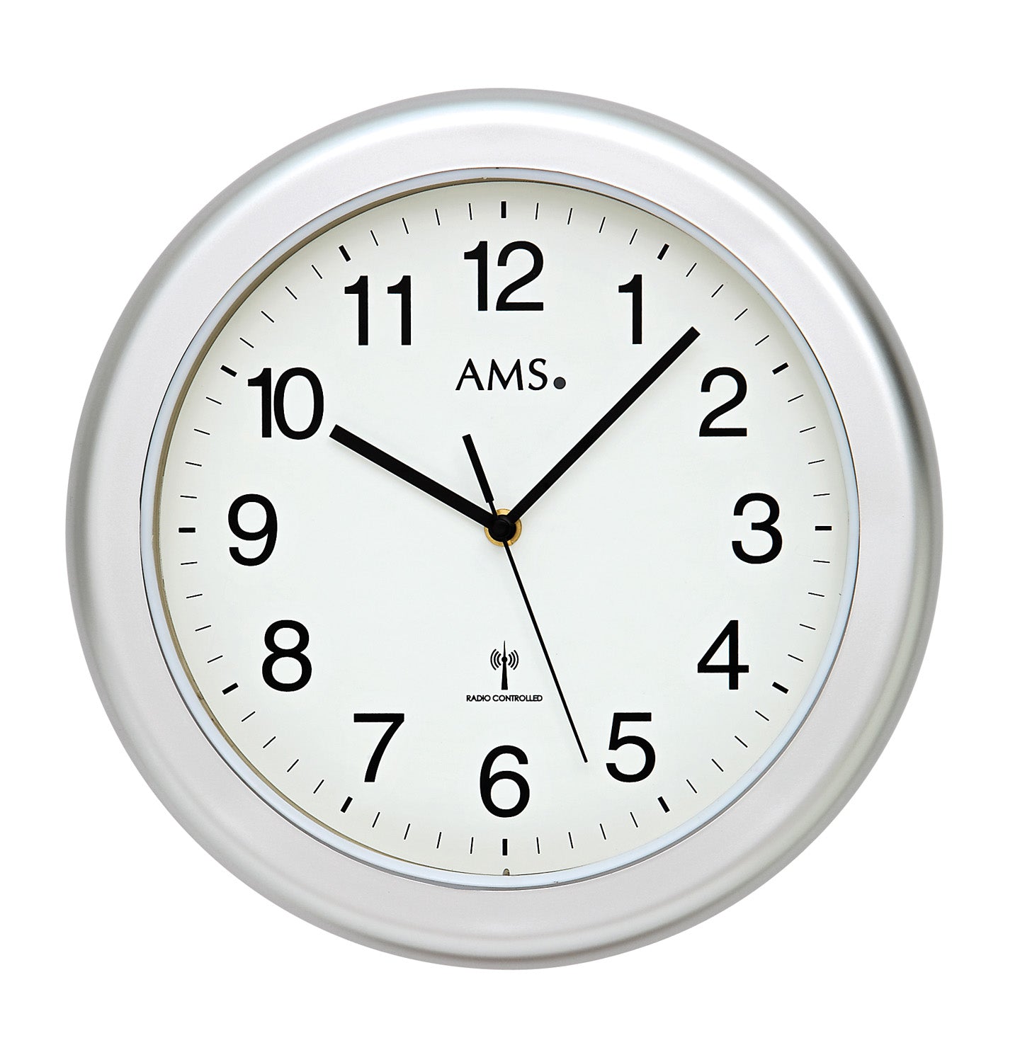 AMS F5956 Wanduhr Silber • Funkwerk • Badezimmeruhr