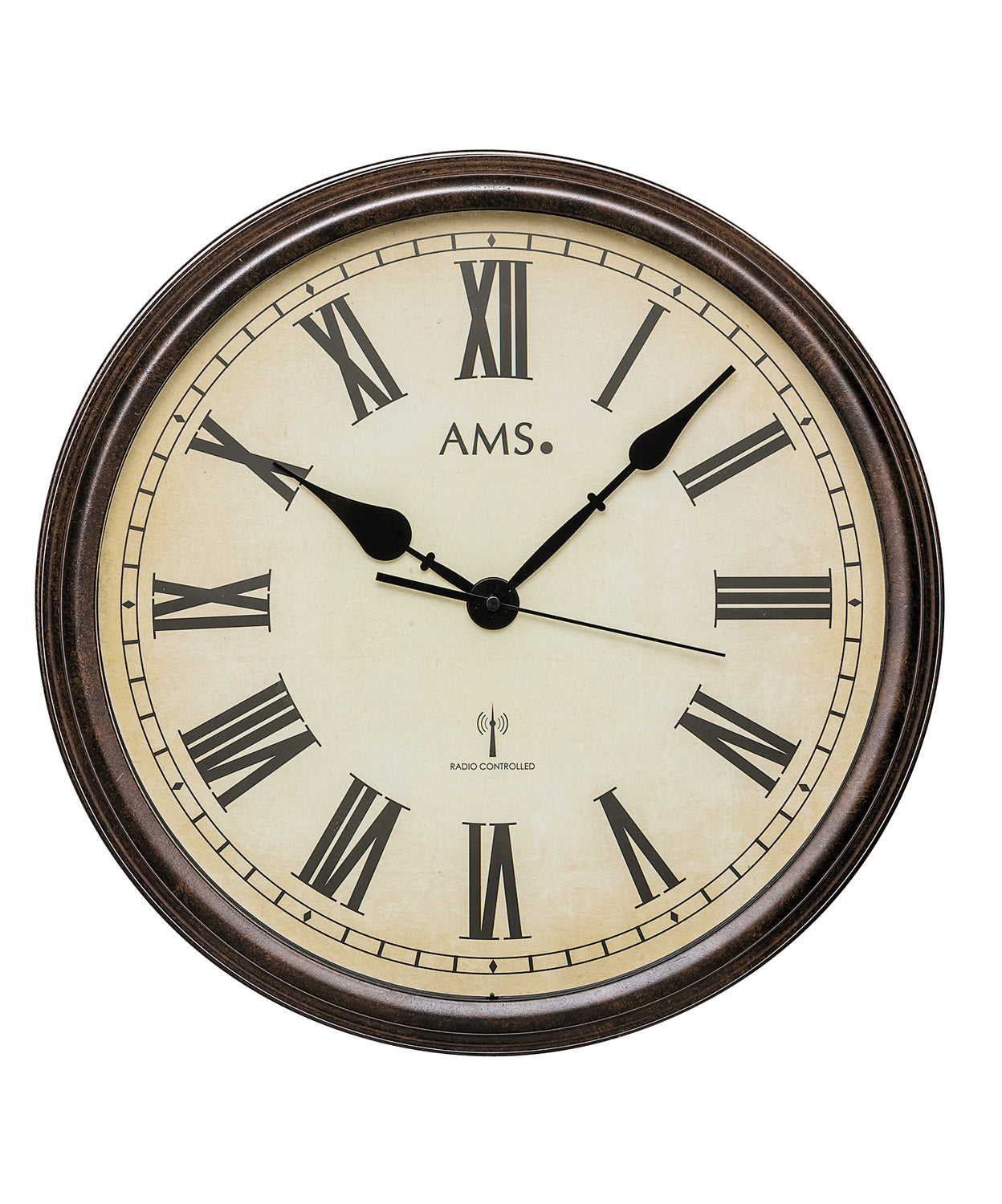 AMS F5977Q Wanduhr Silber • Quarzwerk • Mineralglas