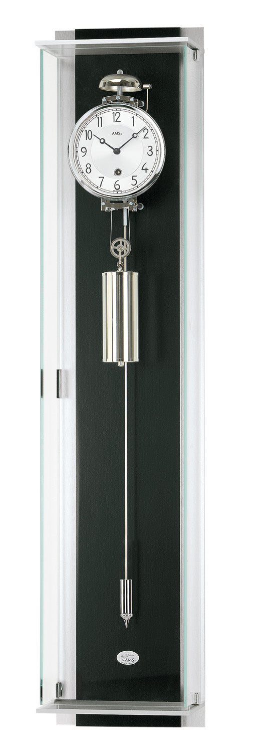 AMS Seilzug Regulator R2722/11 Wanduhr Schwarz • 8-Tage-Schlagwerk • Stundenschlag auf Glocke