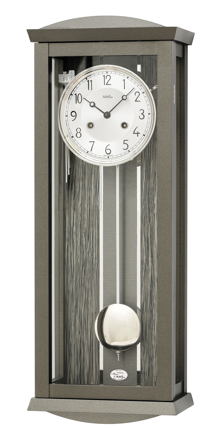 AMS Regulator R2748 Wanduhr Anthrazit • 14-Tage-Schlagwerk • Aluminium-Zifferblatt