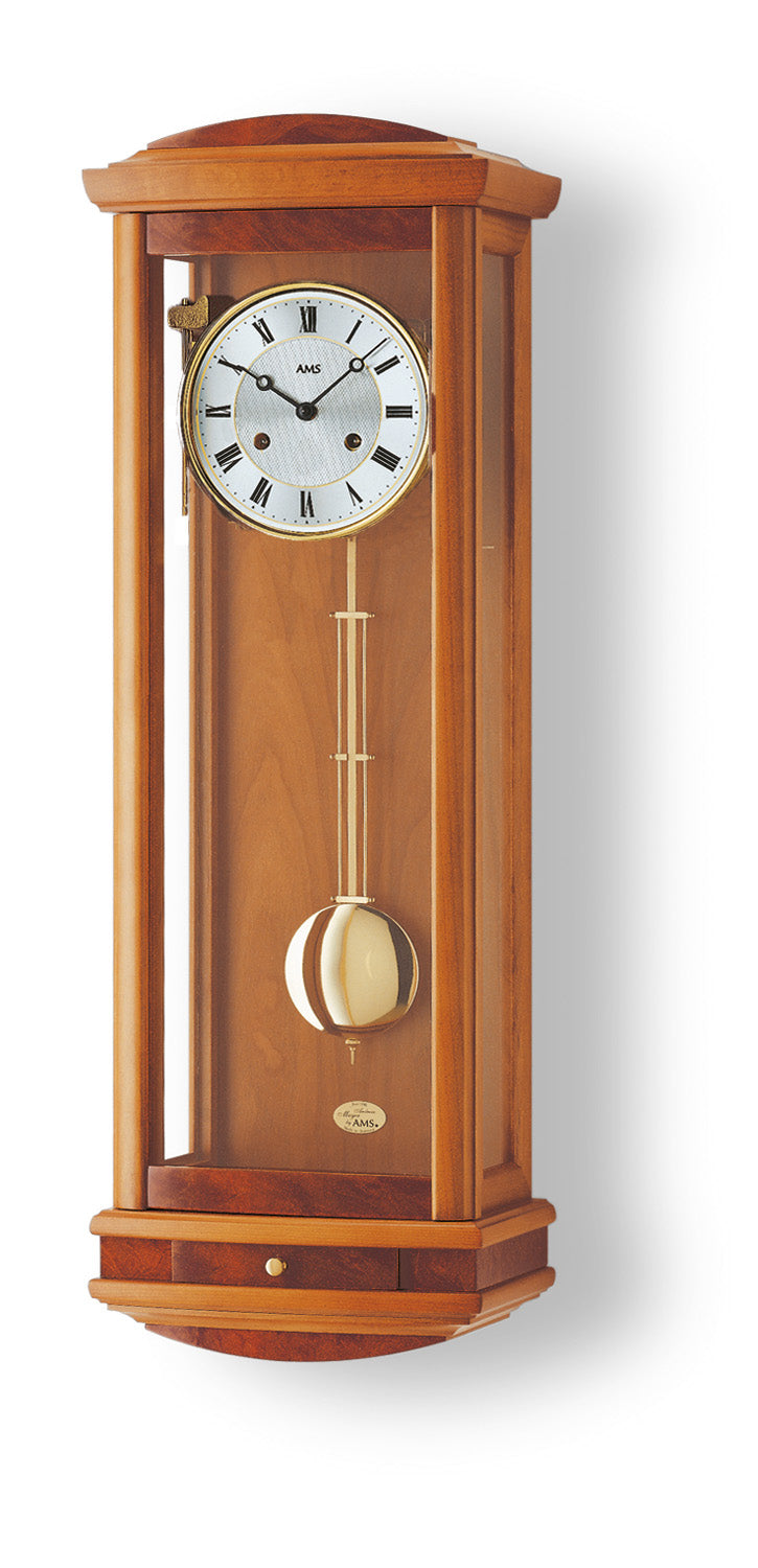 AMS Regulator R607/9 Wanduhr Kirschbaum • 14-Tage BimBam Schlagwerk • Massivholzgehäuse