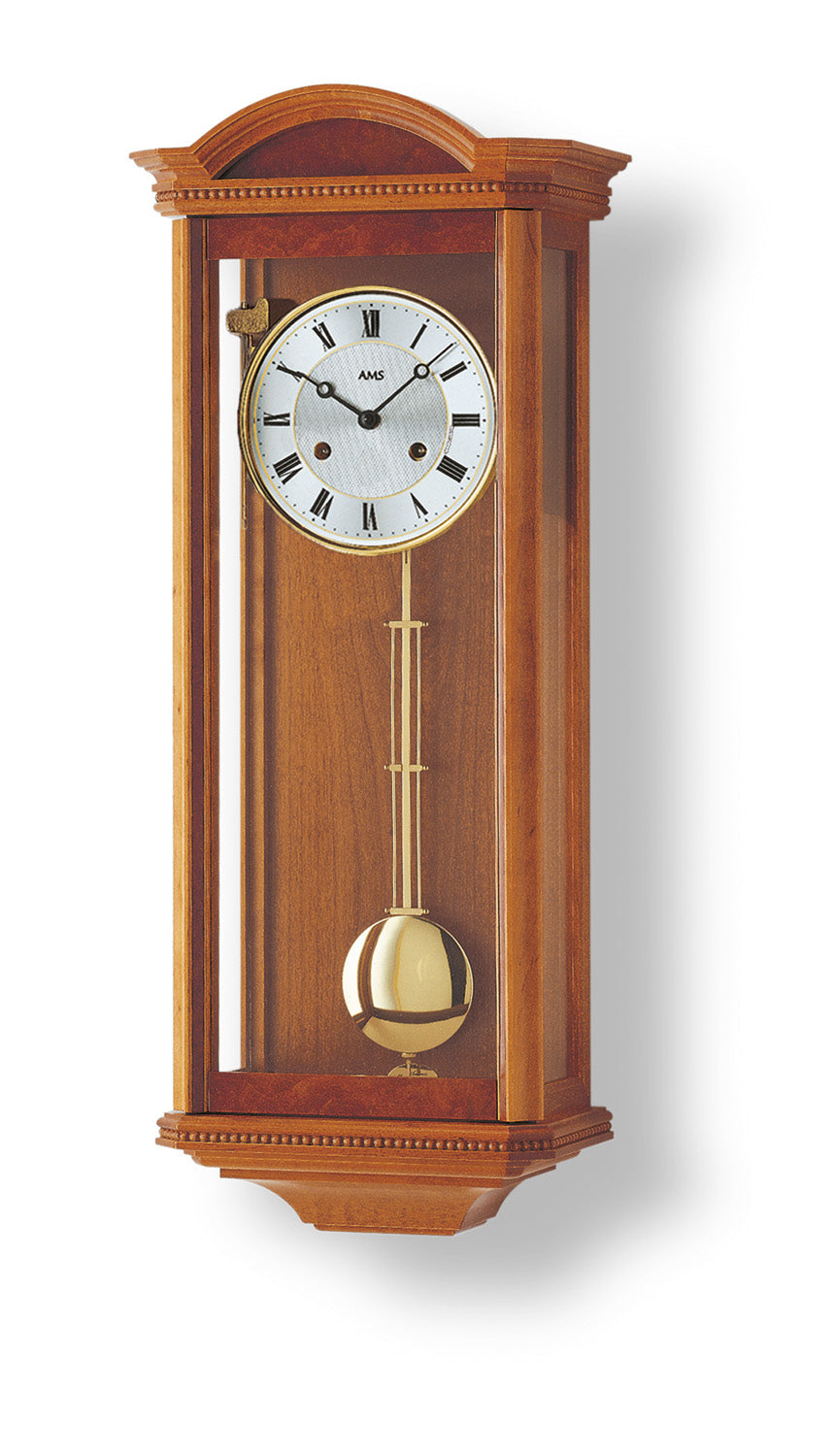 AMS Regulator R663/9 Wanduhr Kirschbaum • 14-Tage BimBam-Schlagwerk • Massivholzgehäuse